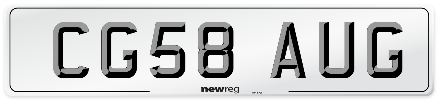 CG58 AUG Number Plate from New Reg